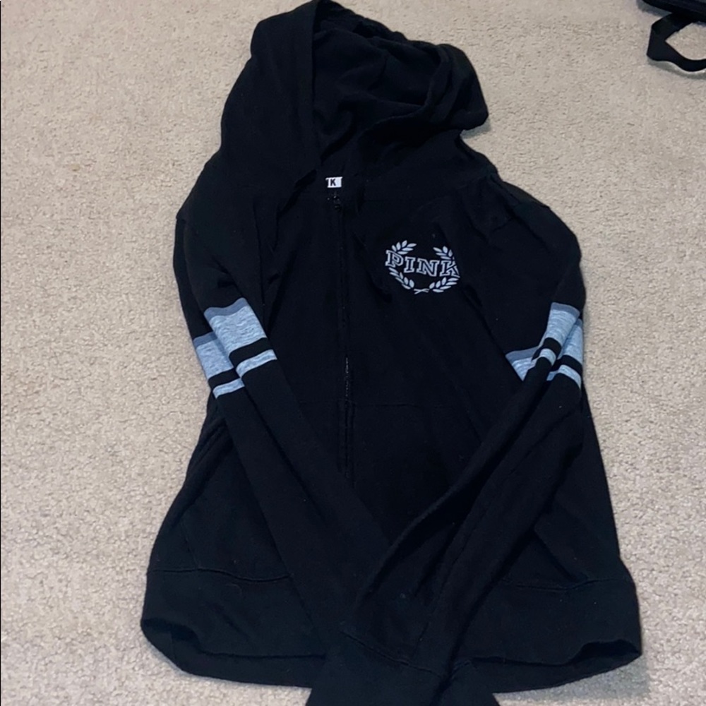 “Pink” black zip up sweater